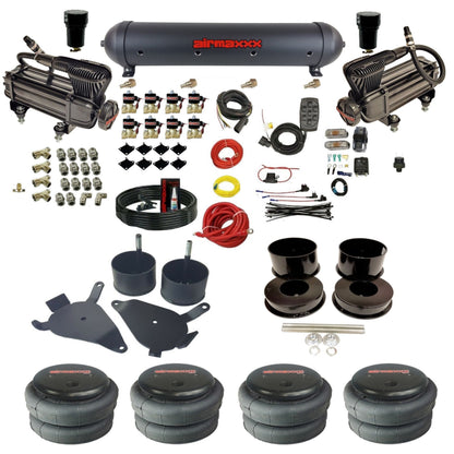 airmaxxx x-series air compressors aluminum air tank 2500 bags with brackets and install kit KGBDY-XB2-838-59ABK-7BK-WK-HF
