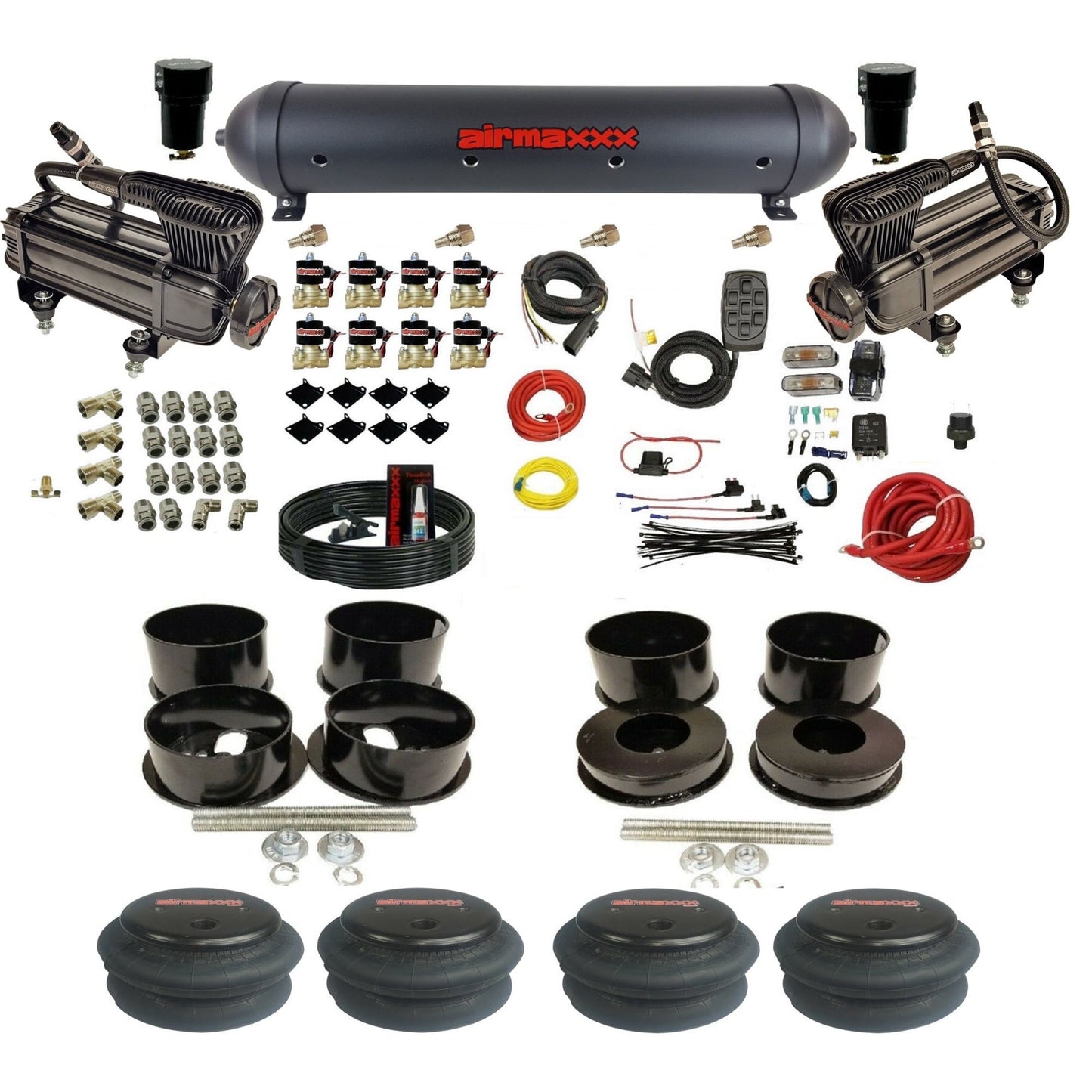 airmaxxx x-series air compressors aluminum air tank 2600 bags brackets installation KBBDY-XB2-838-59ABK-7BK-WK-HF