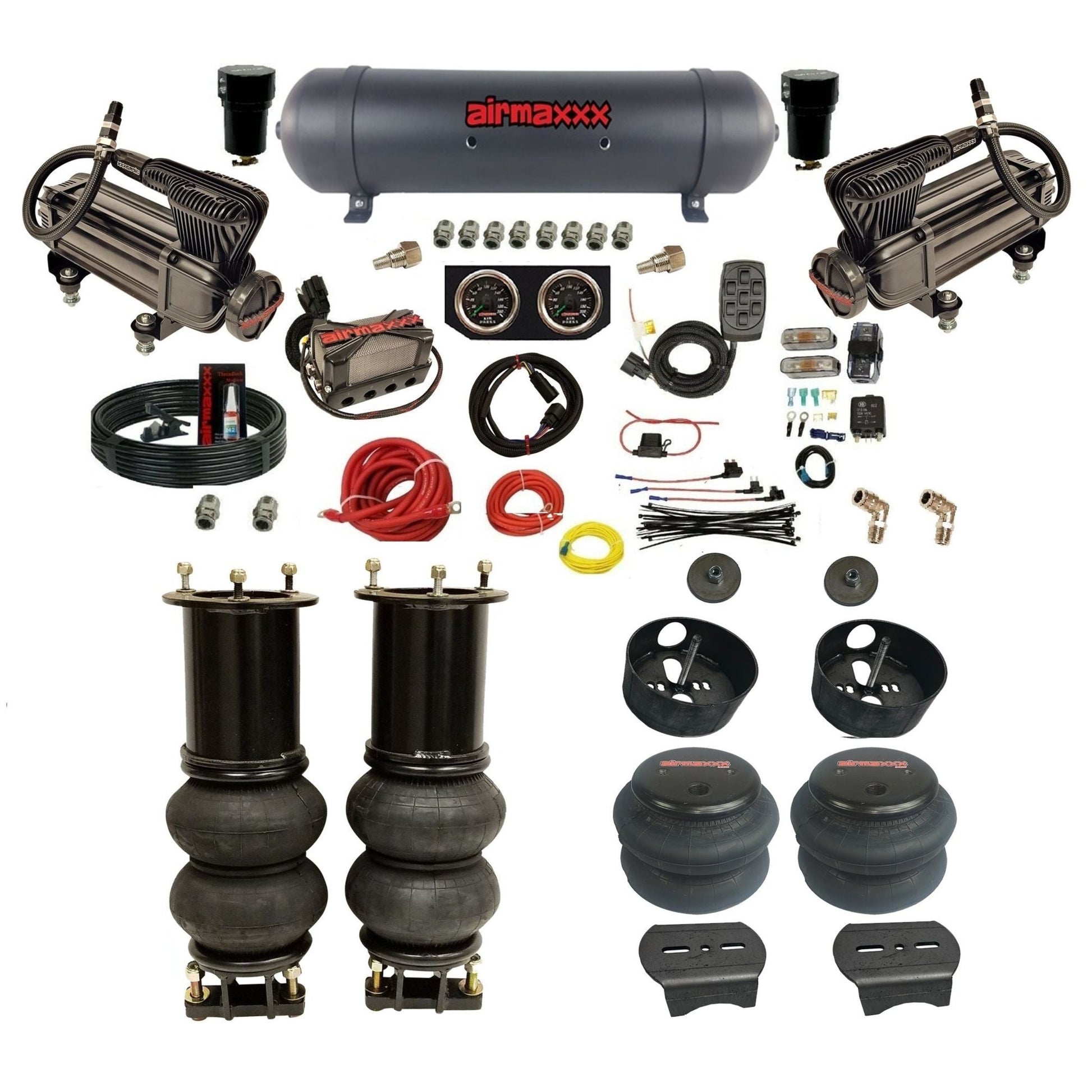 airmaxxx x-series air compressors aluminum air tank 2600 bags & brackets w/X4 kit KSUV07-XB2-57ABK-X4X7-WK-HF