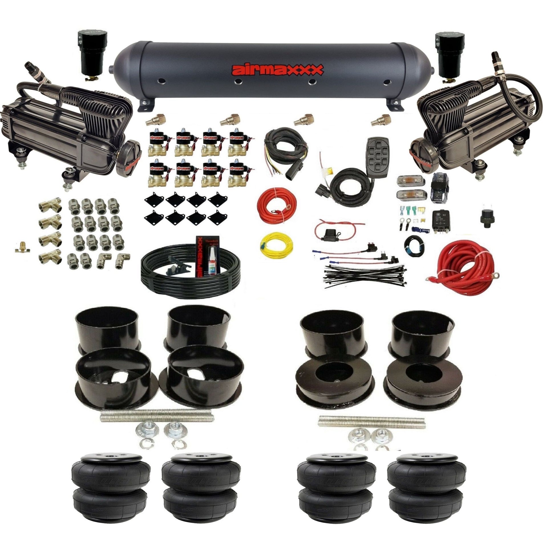 airmaxxx x-series air compressors aluminum air tank Air Lift bags brackets installation KBBDY-XB2-838-59ABK-7BK-WK-HFD25