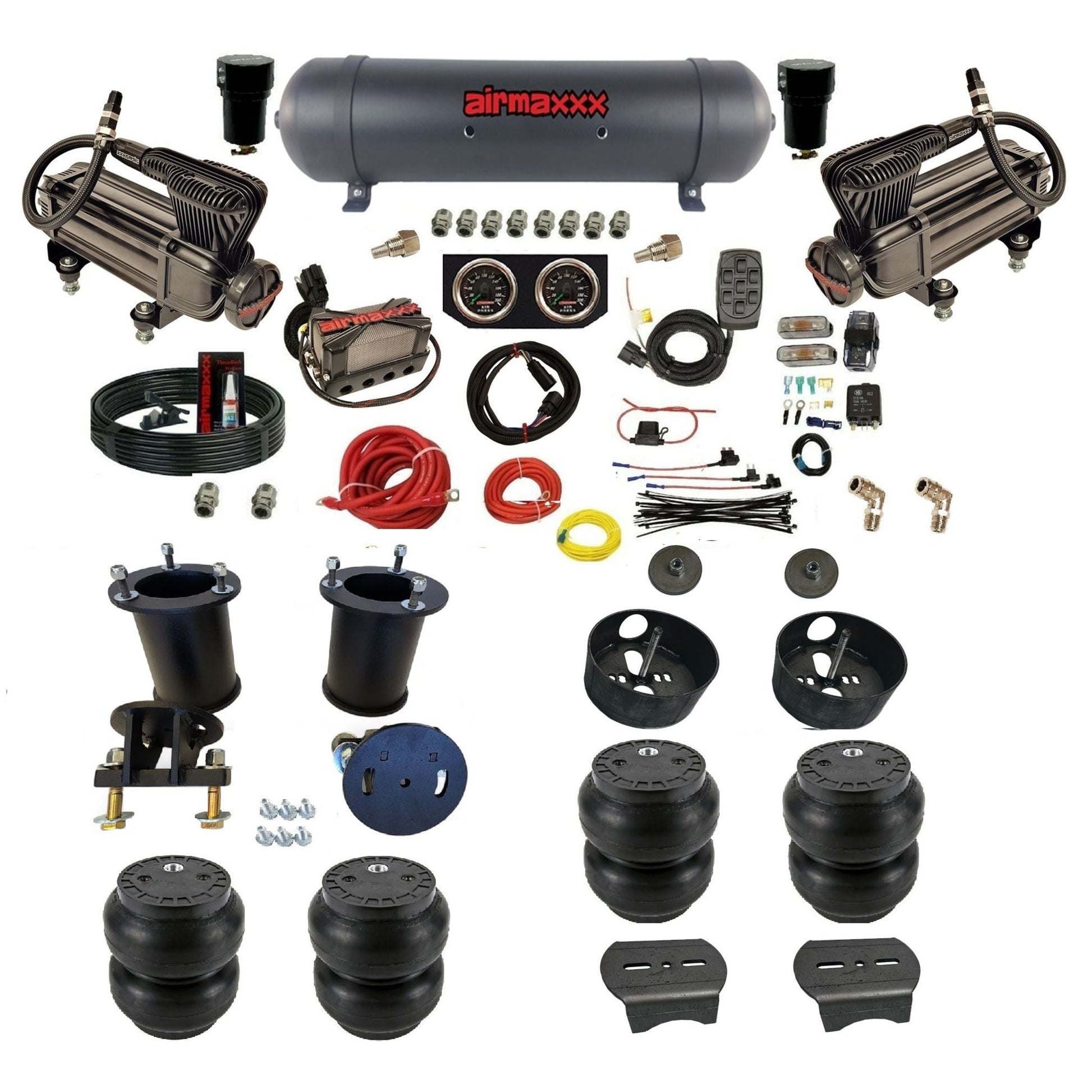 airmaxxx x-series air compressors aluminum air tank Slam bags & brackets w/X4 kit KSUV07-XB2-57ABK-X4X7-WK-HFSS7