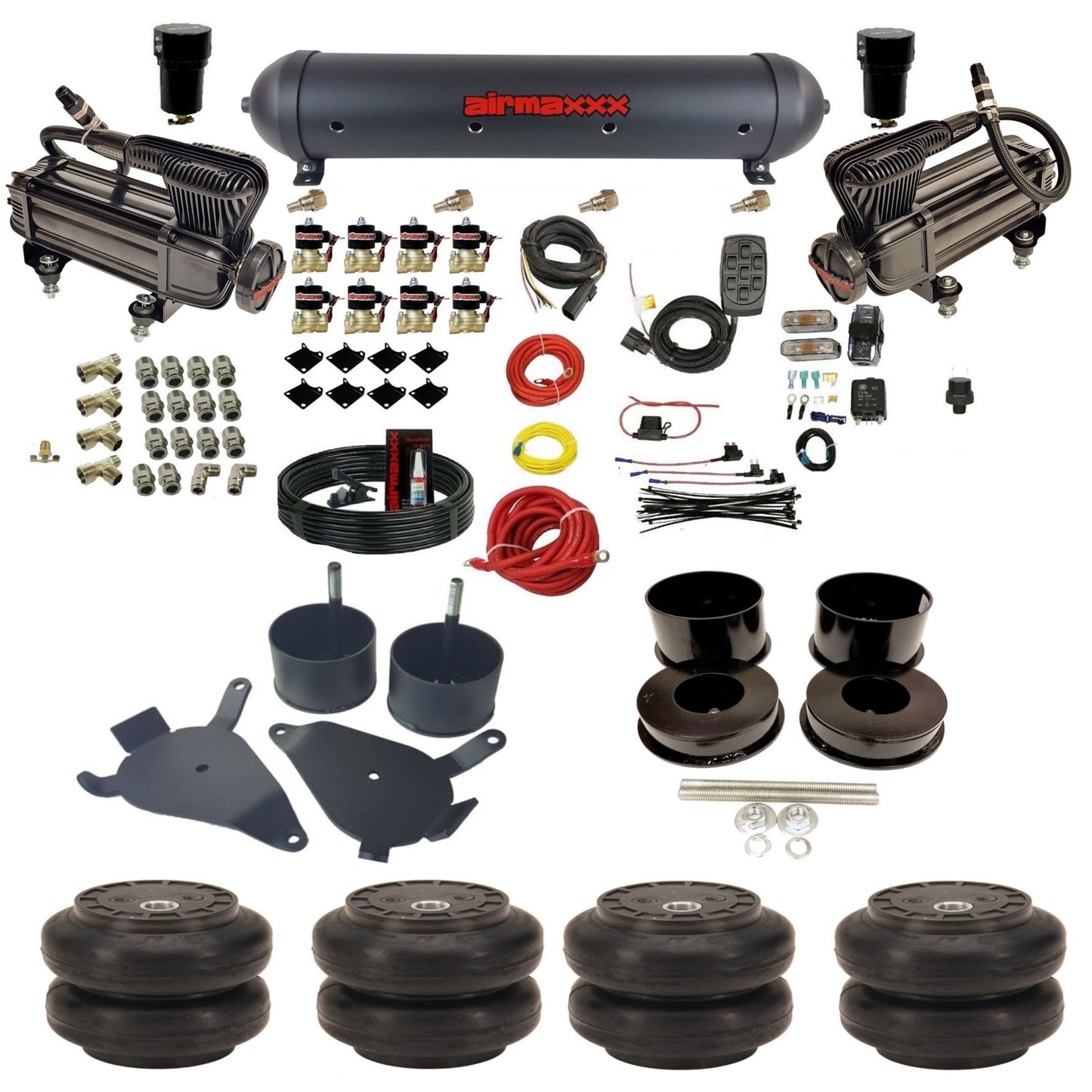 airmaxxx x-series air compressors aluminum air tank Slam bags with brackets and install kit KGBDY-XB2-838-59ABK-7BK-WK-HFSS6