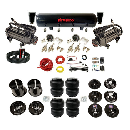 airmaxxx x-series air compressors black steel air tank & Air Lift bags and brackets with install kit KCAD65-XB2-59S-4TOG2GA2B-WK-HFD25