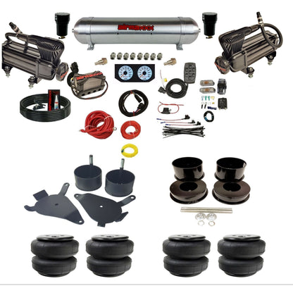 airmaxxx x-series air compressors raw aluminum air tank X4 air manifold w/Air Lift air bags and brackets KGBDY-XB2-57ARW-X4X7-WK-HFD25