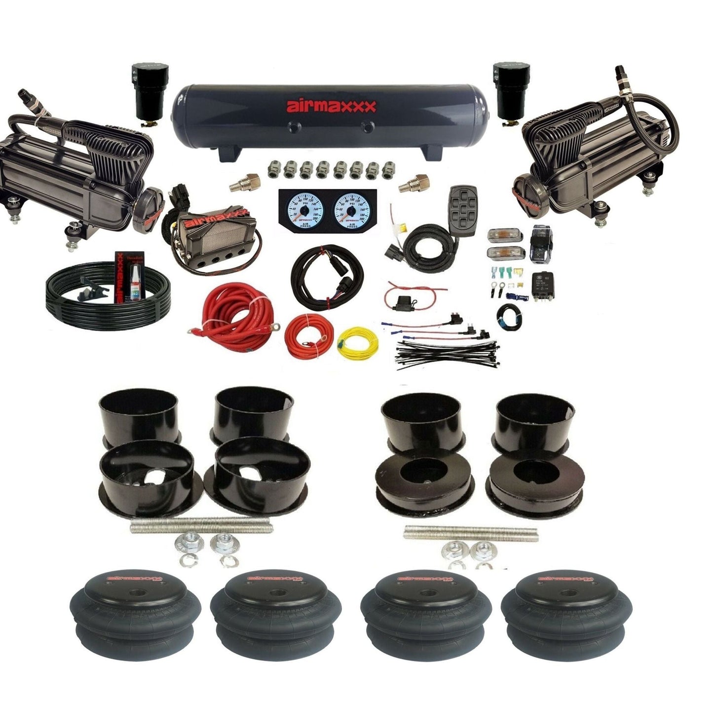 airmaxxx x-series air compressors steel air tank X4 manifold X7 switchbox 2600 air bags & brackets For B-Body KBBDY-XB2-57S-X4X7-WK-HF