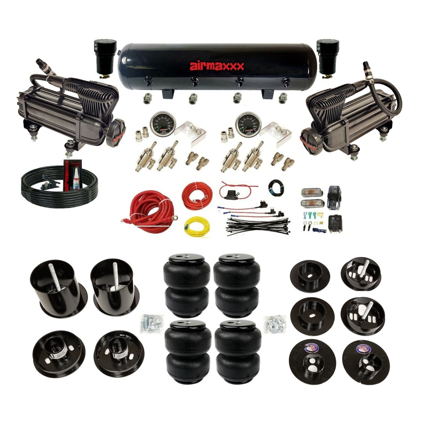 airmaxxx x-series air compressors steel tank Air Lift bags and brackets kit Fits 1965-70 Cadillac KCAD65-XB2-59S-4TOG2GA2B-WK-HFD25
