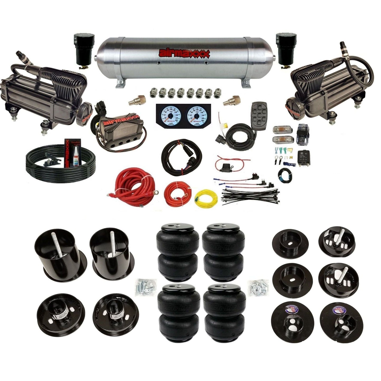airmaxxx x-series compressor aluminum tank Air Lift bags and brackets KCAD65-XB2-57ARW-X4X7-WK-HFD25