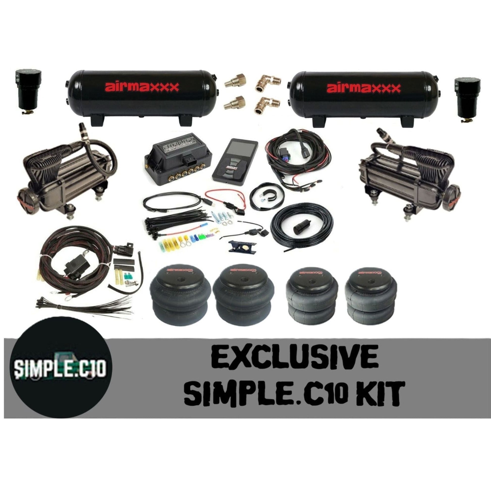 airmaxxx x-series compressors Simple.C10 Air Ride Package with Air Lift 3P and Dual 3-Gallon Steel Tanks k-simplec10