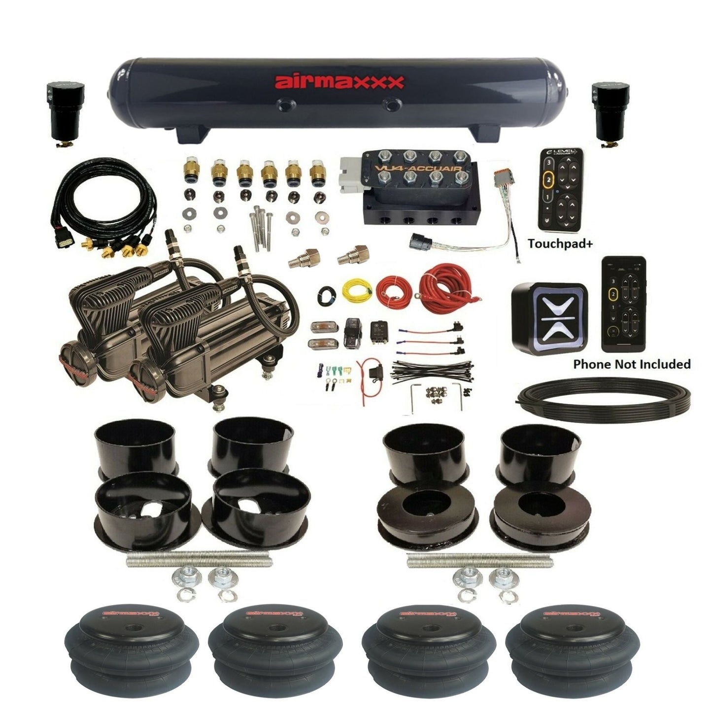 airmaxxx x-series compressors steel tank 2600 bags and mounts on GM B-Body BBDY-X2B-57S-VU4EPT-WK-HF