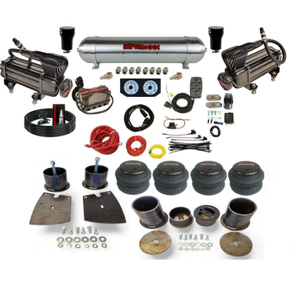 airmaxxx x-series compressors x4 manifold raw aluminum air tank 2600 bags and brackets kit KBUI61-XB2-57ARW-X4X7-WK-HF