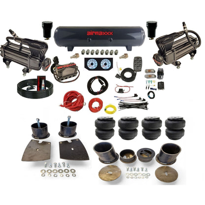 airmaxxx x-series compressors x4 manifold steel air tank Air Lift bags and brackets kit KBUI61-XB2-57S-X4X7-WK-HFD25