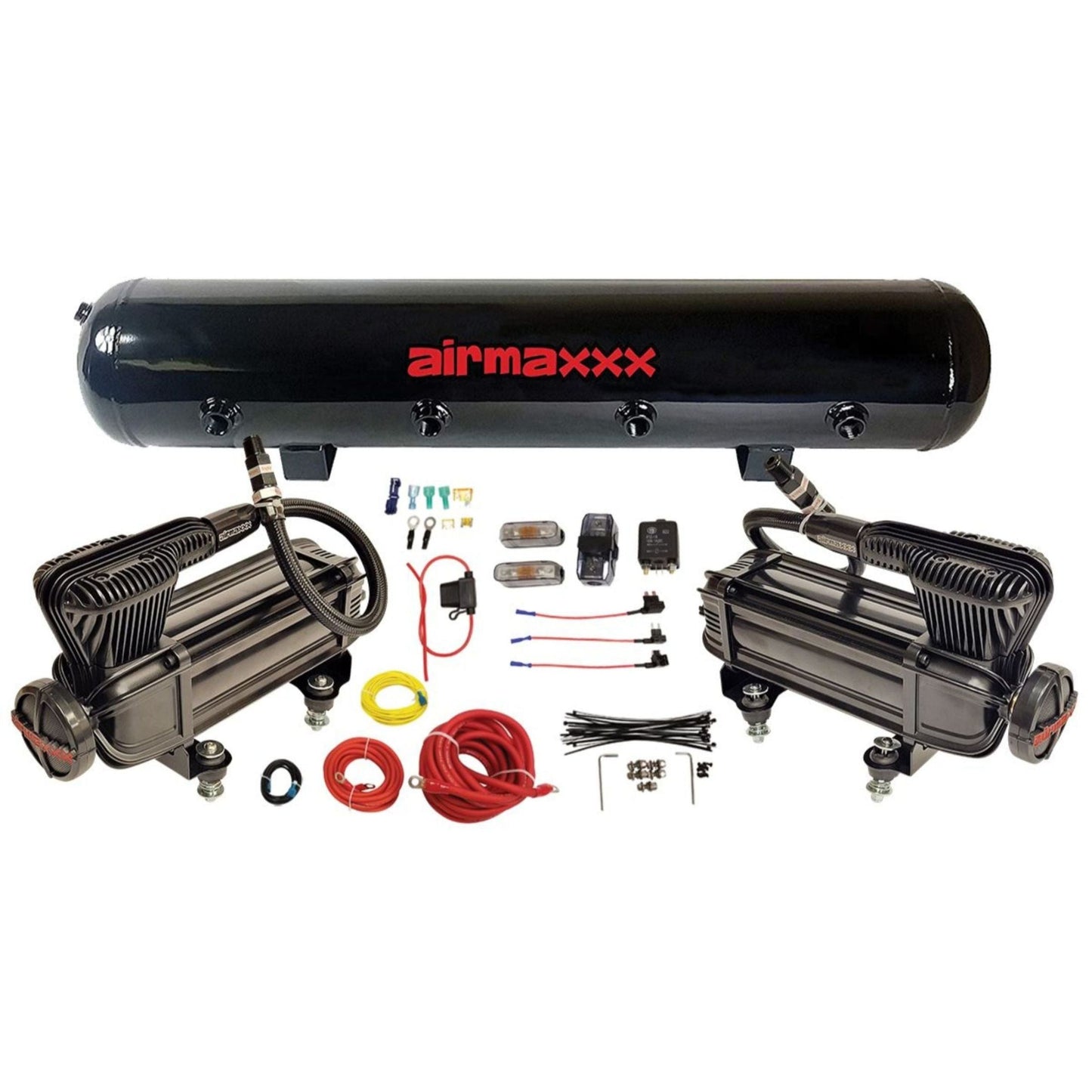 airmaxxx x series dual pack compressors with 5 gallon 9 port steel air tank xseries-wk-59s
