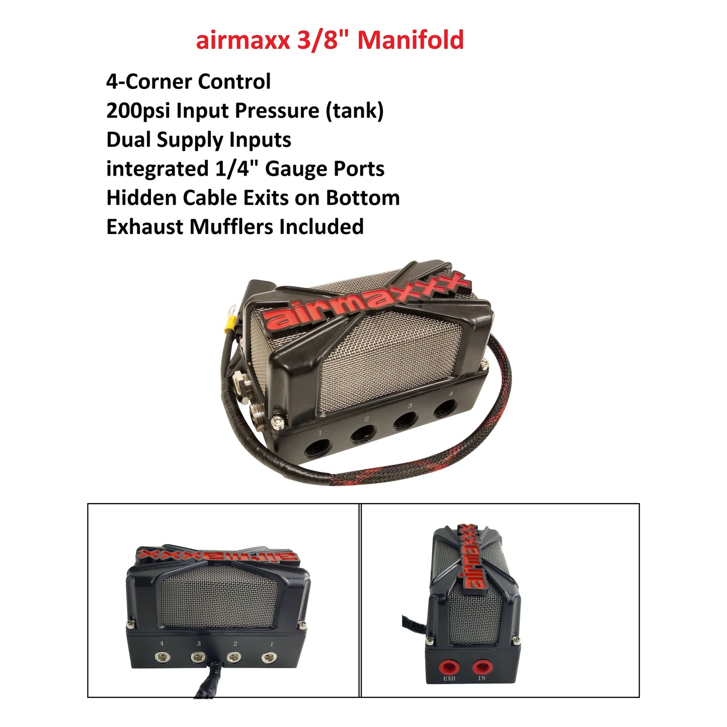 3/8" airmaxxx X4 Manifold Air Suspension Valve X7 Switch Box Controller