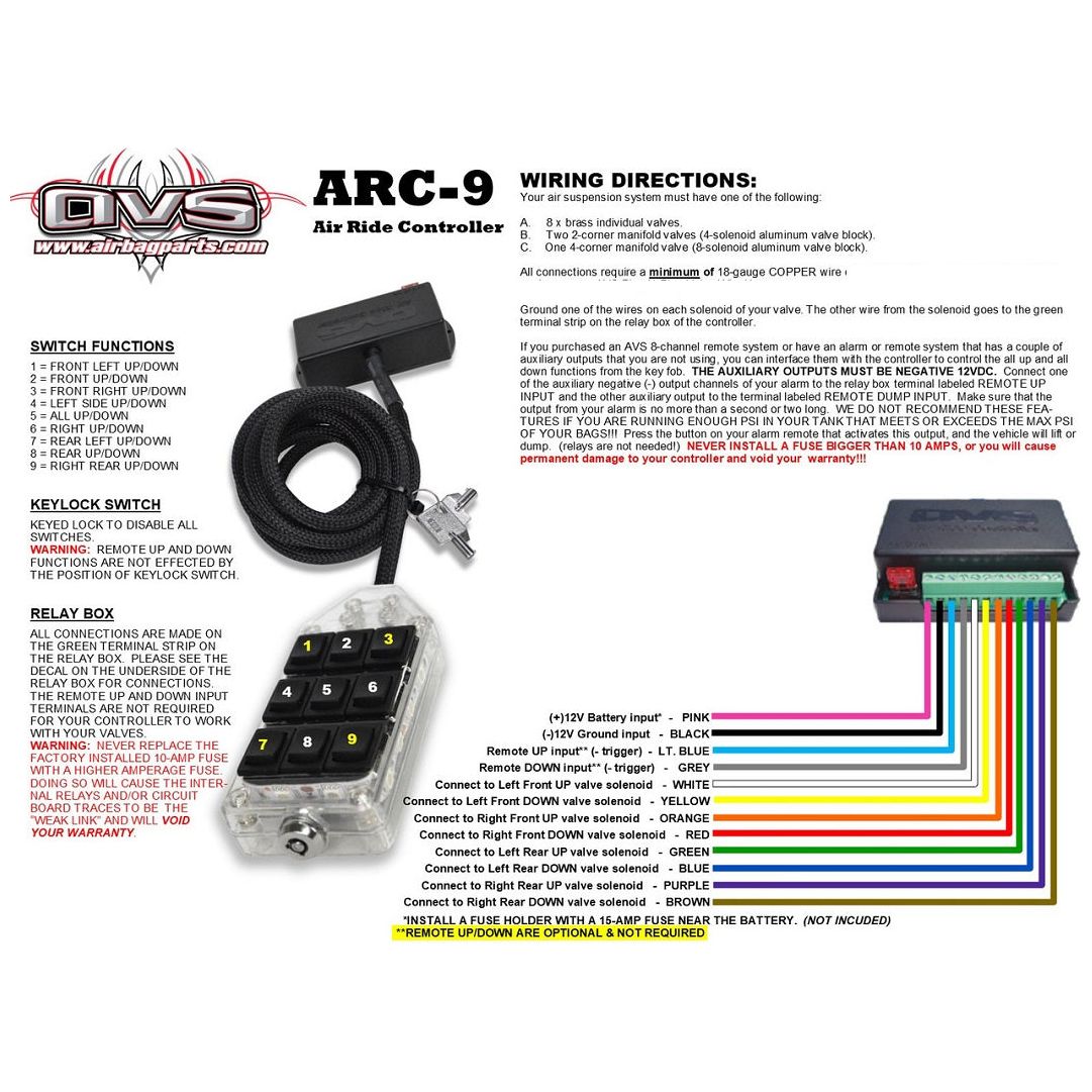 Switch Box Avs 9 Rocker Black Air Ride Suspension System Control Bags ...
