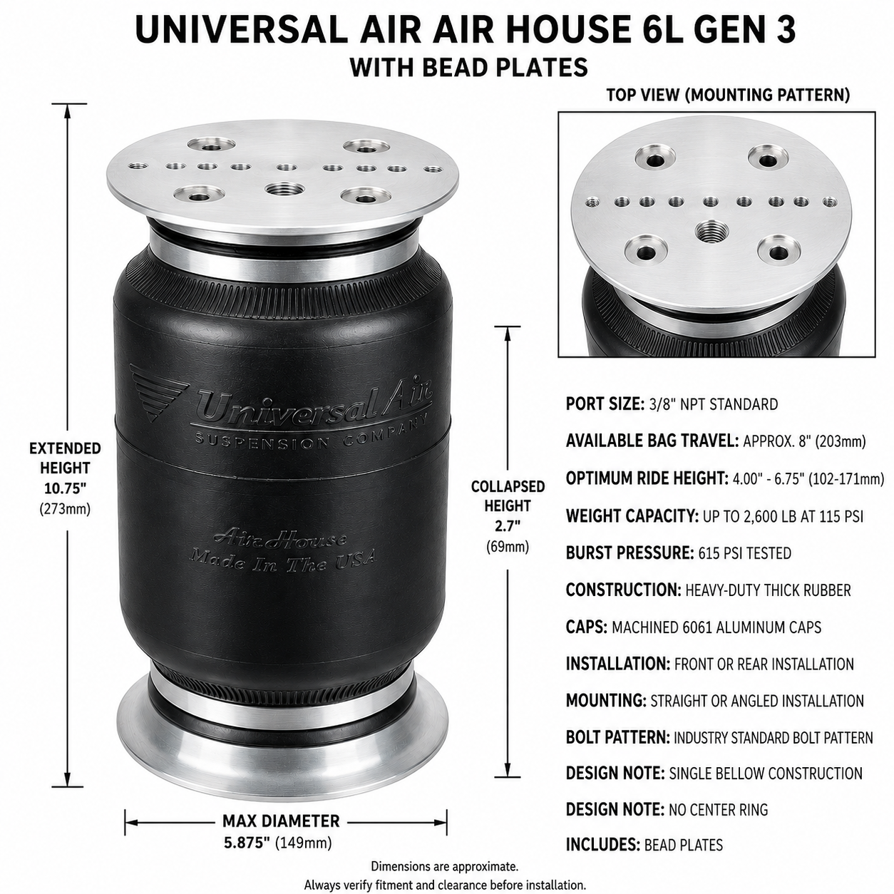 1965-1970 Chevy Impala Complete Air Ride Kit | Air Lift 3H 27695