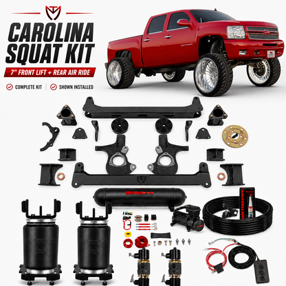 2007-2016 Silverado/Sierra 1500 4WD 7" Carolina Squat Kit with Rear Air Ride