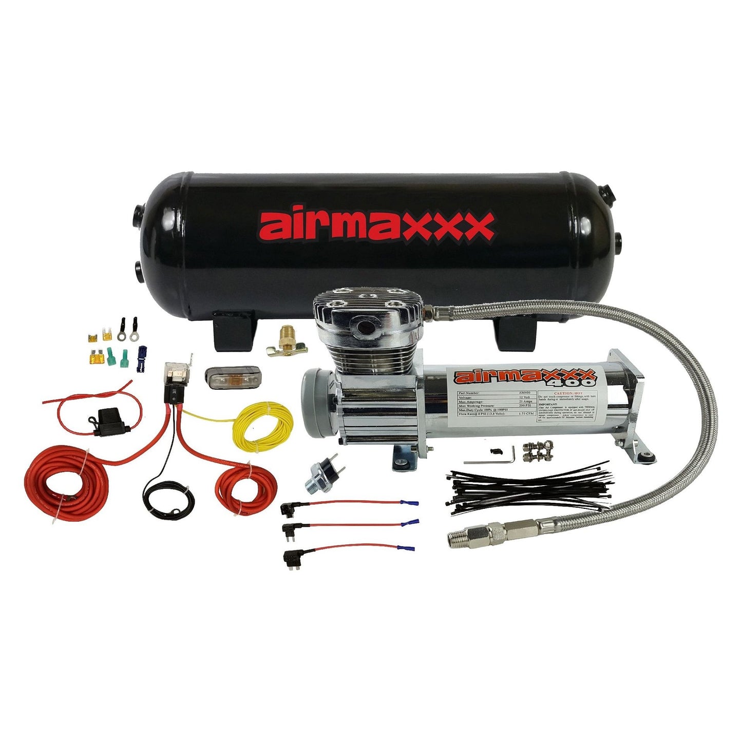 Air Compressor Chrome 400 airmaxxx & 3 Gallon Steel Air Tank