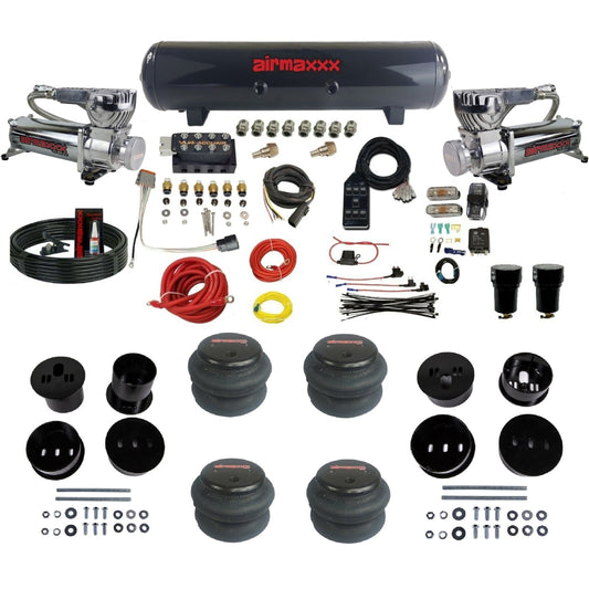 chrome 580 dual compressors steel tank 2600 bags air ride kit for 1958-1960 cadillac KCAD58-580C2-57S-VU4-7BK-WK-HF