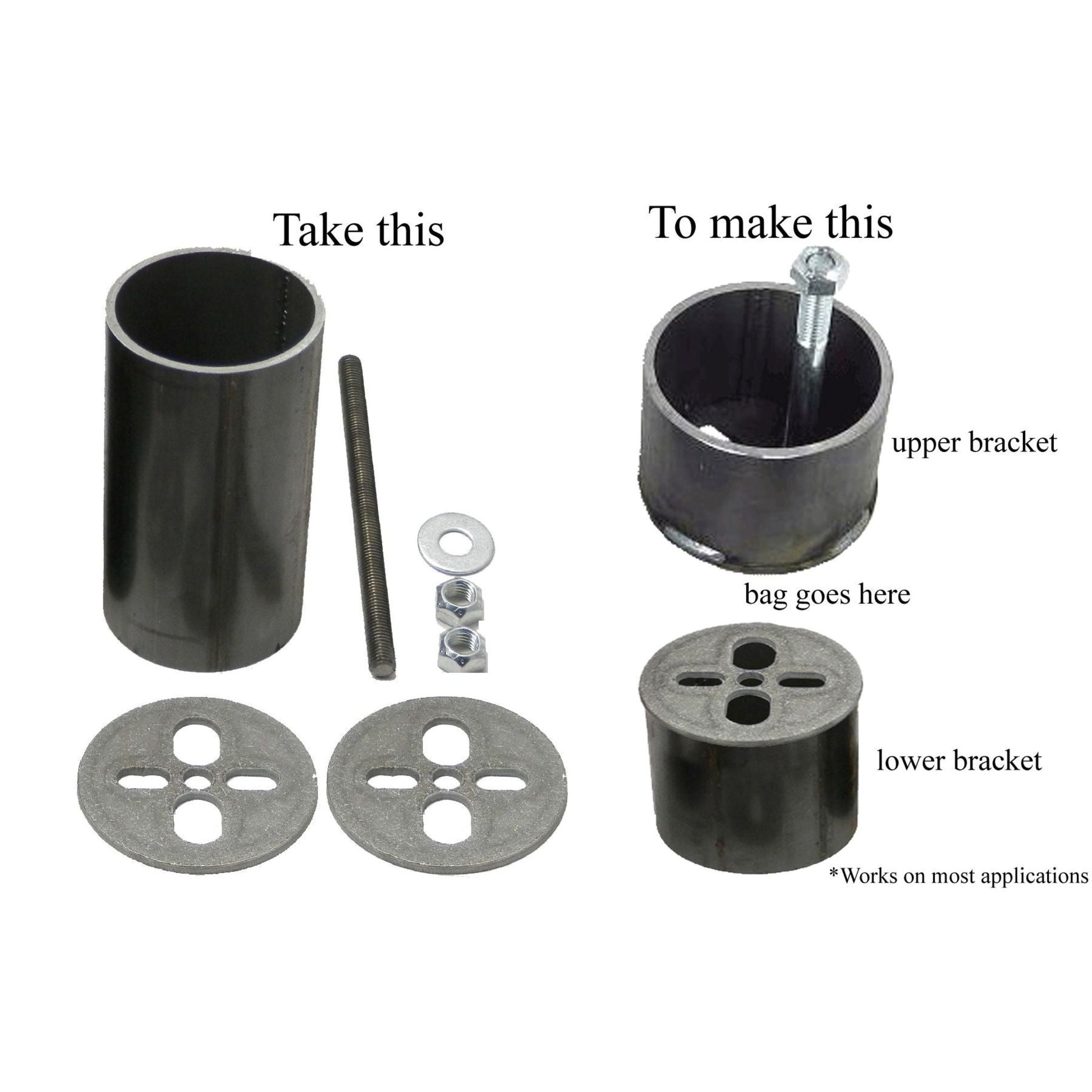diy air bag cup kit with steel pipes plates and hardware