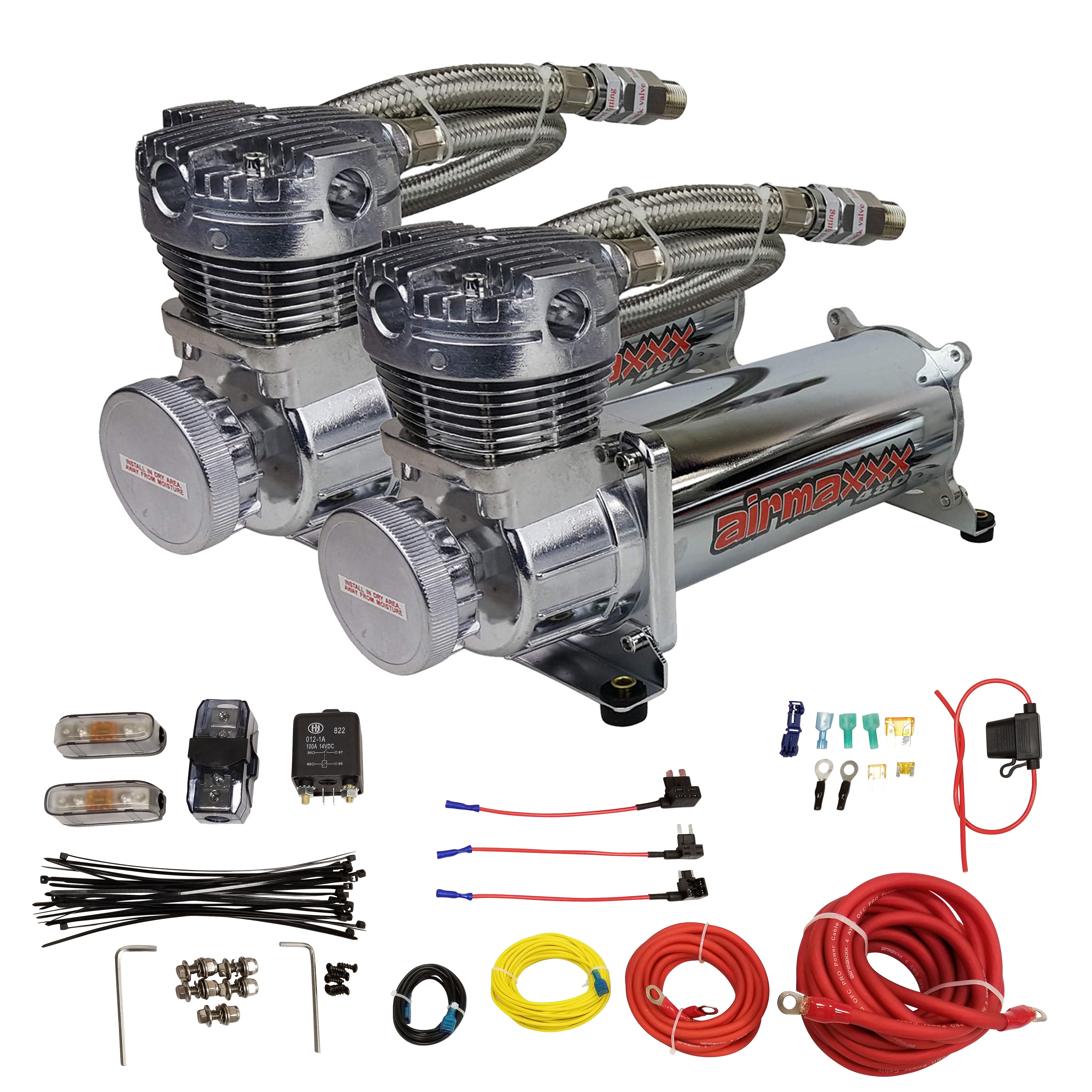 airmaxxx 480 Chrome Dual Air Compressor Pack – airslamit