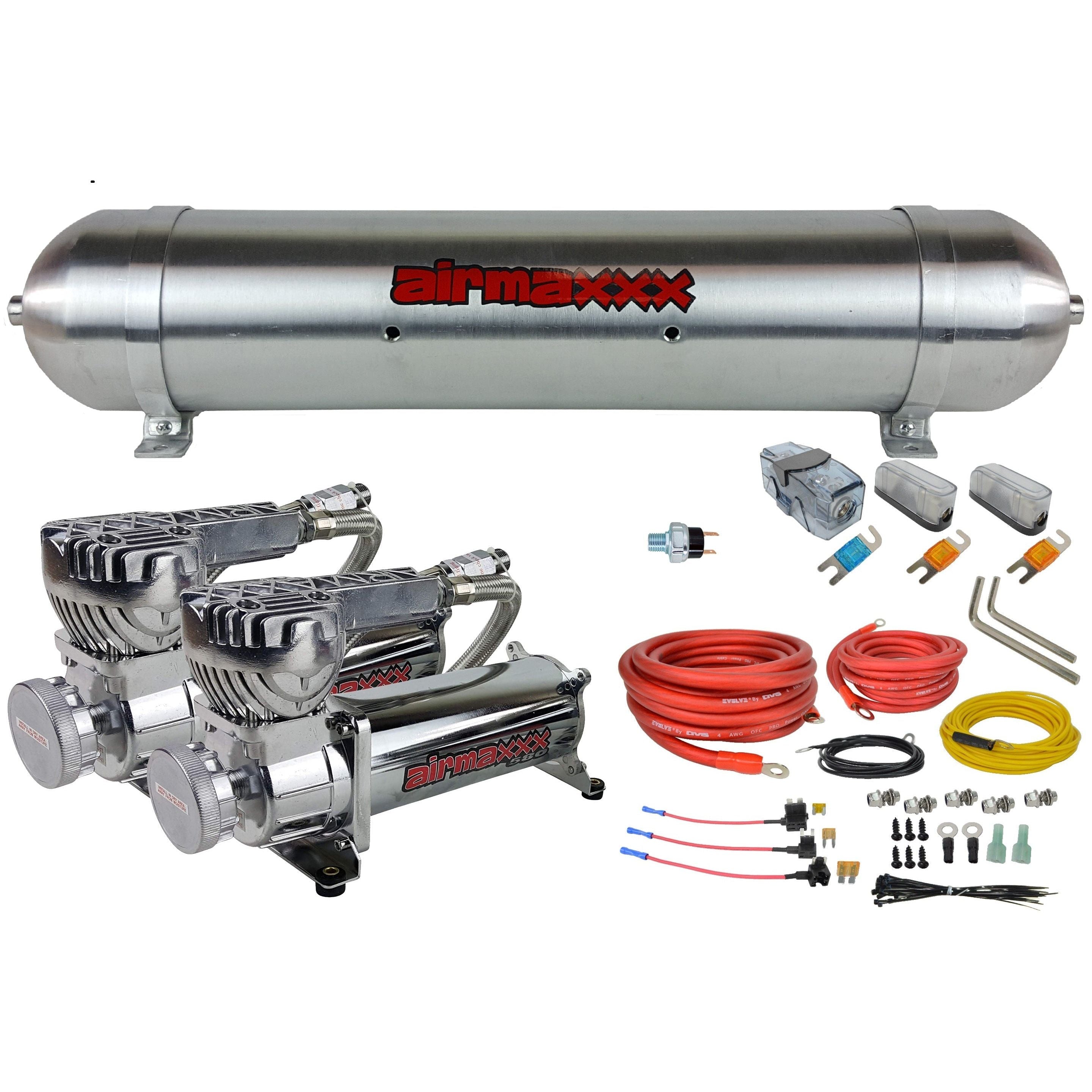 Air Compressors Chrome 580 airmaxxx & 5 Gallon Raw Aluminum Air Tank