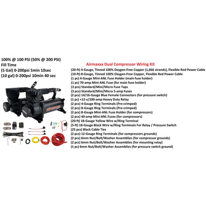dual 480 black compressor air suspension package with install kit