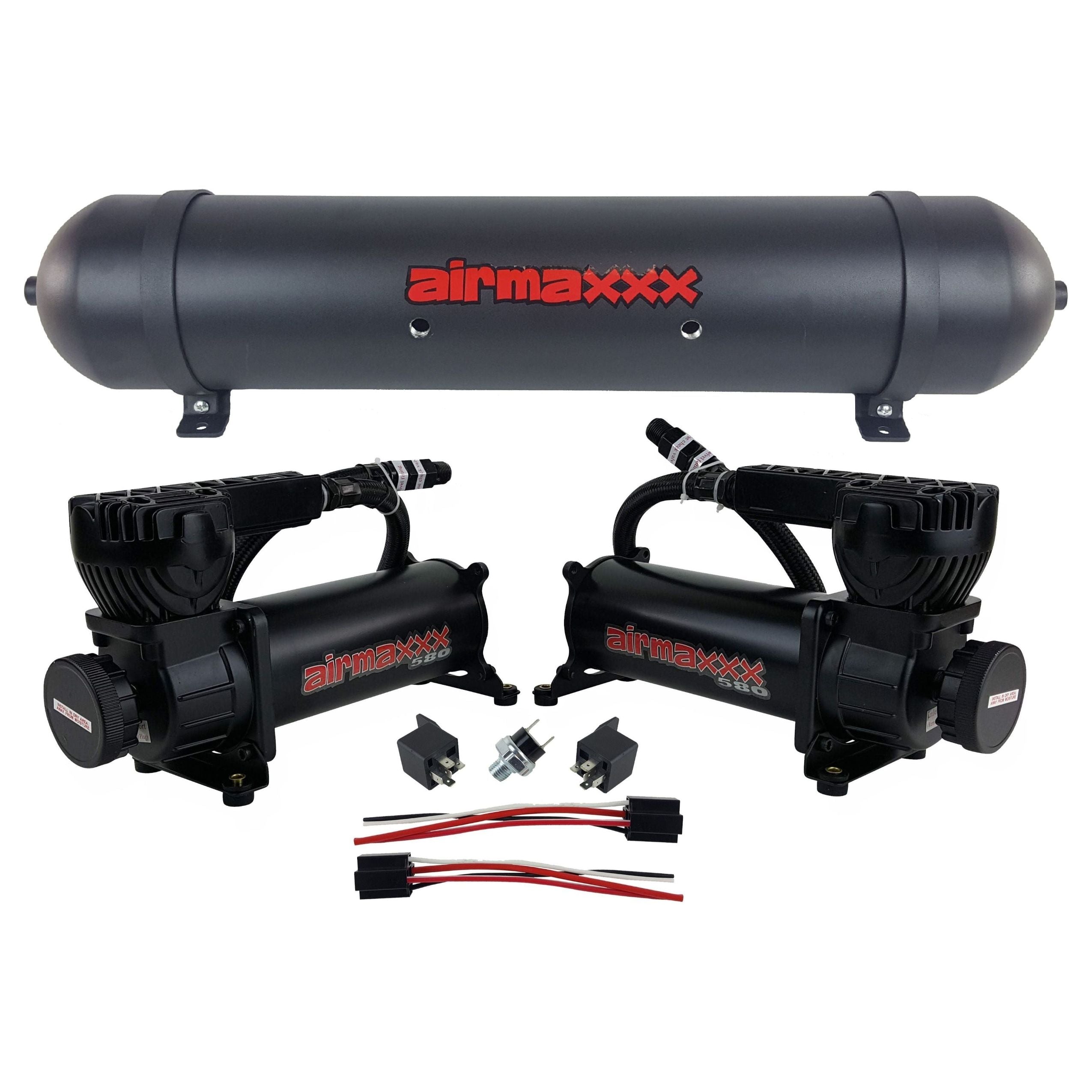 airmaxxx 580 Black Dual Compressors & 5 Gallon Aluminum Tank