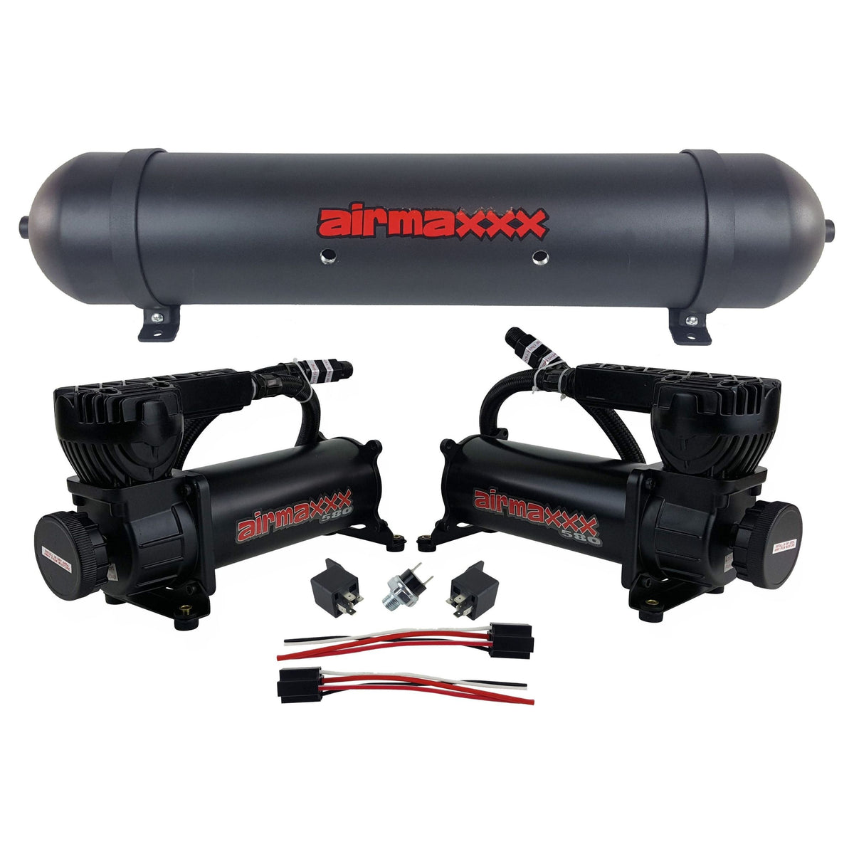 Compressor Dual Port airmaxxx 580 Black Dual Compressors & 5 Gallon Aluminum Tank – airslamit