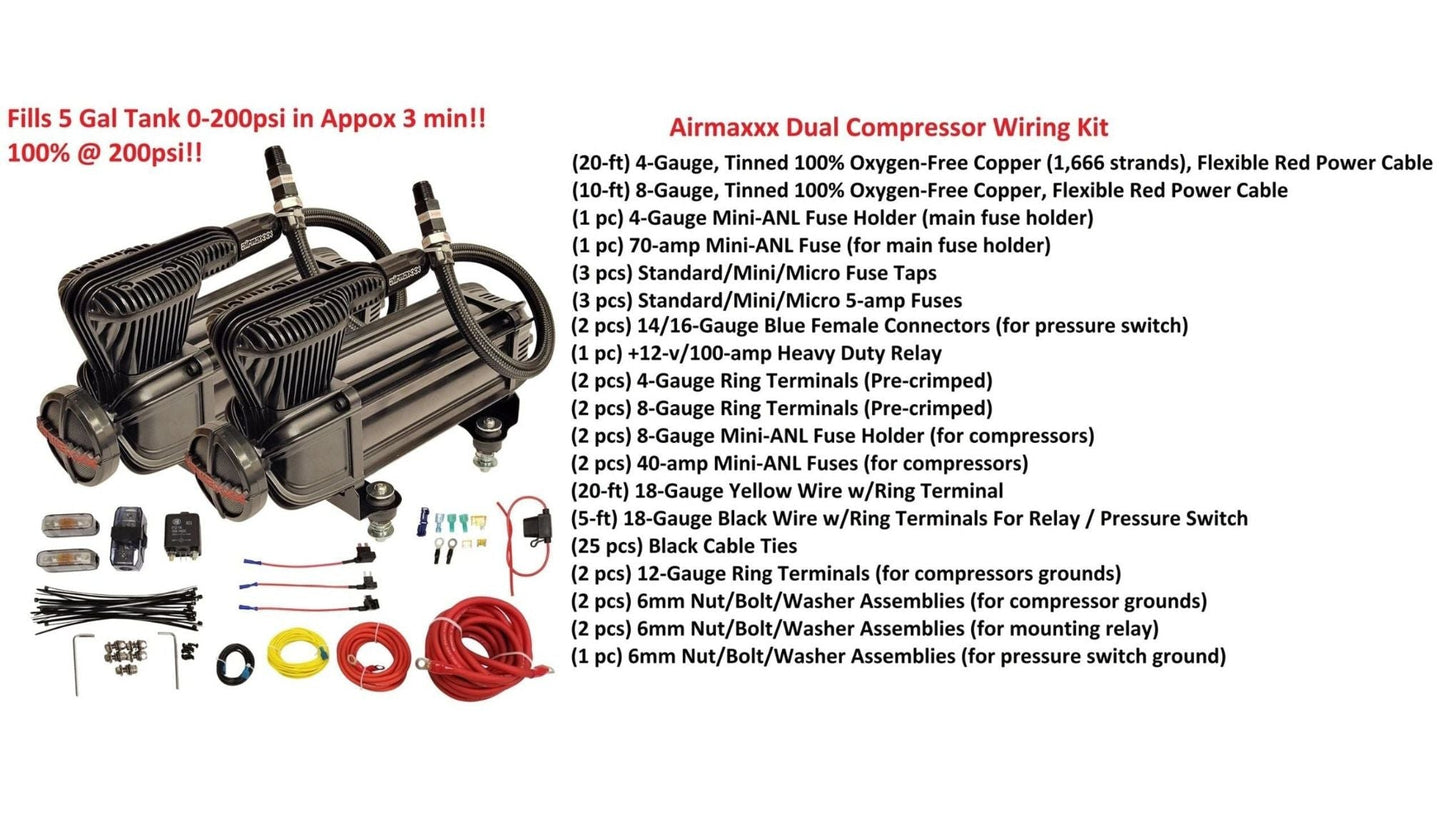 dual airmaxxx x-series compressors plug and wiring kit