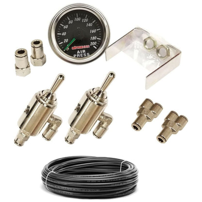 dual needle air gauge and toggle switches with air line & fittings air kit airmaxxx