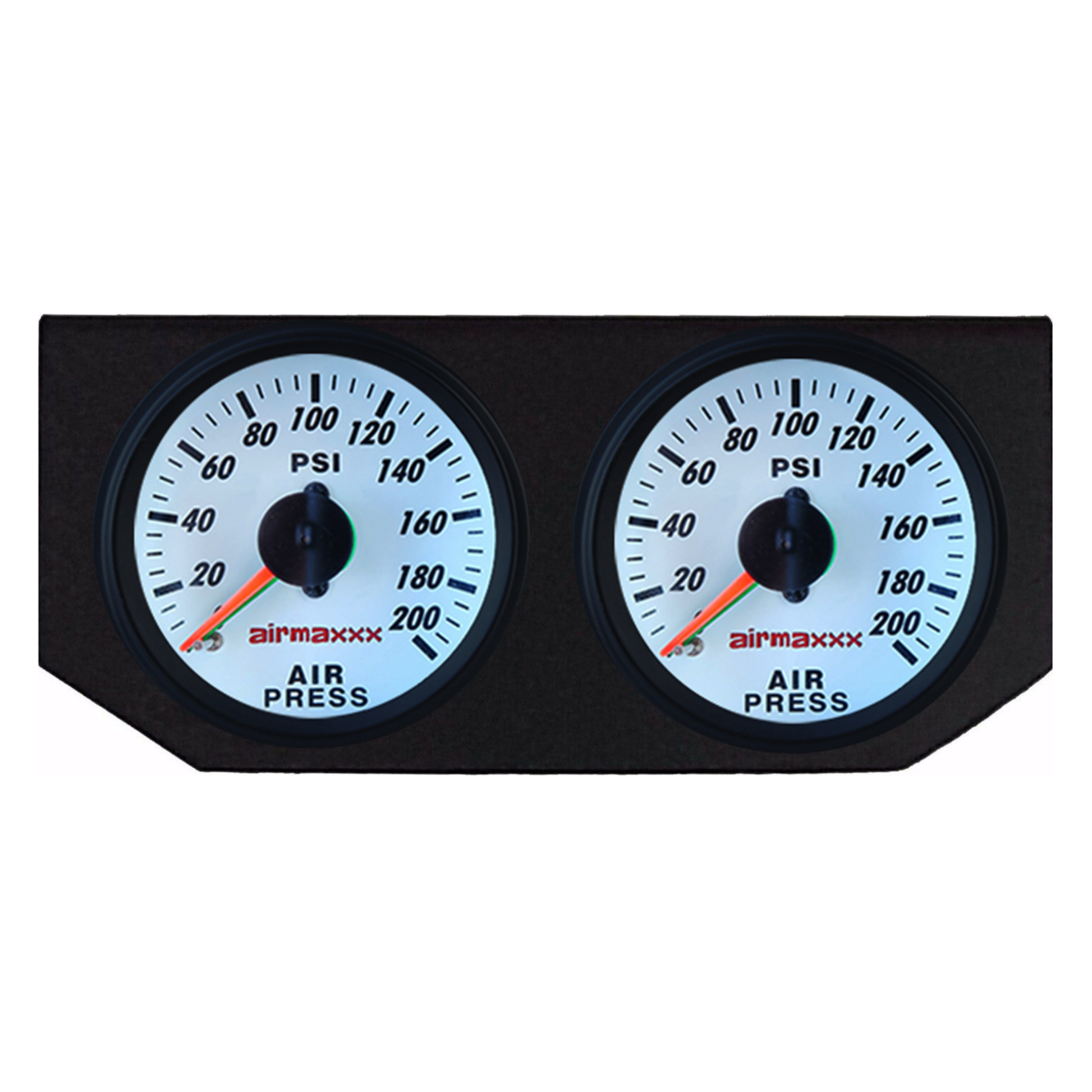 dual needle white face air gauges by airmaxxx