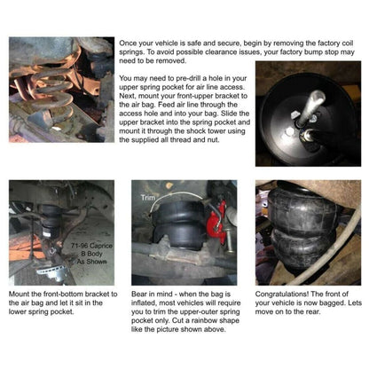 front bag brackets install air ride suspension fits 1971–1996 GM B-Body cars