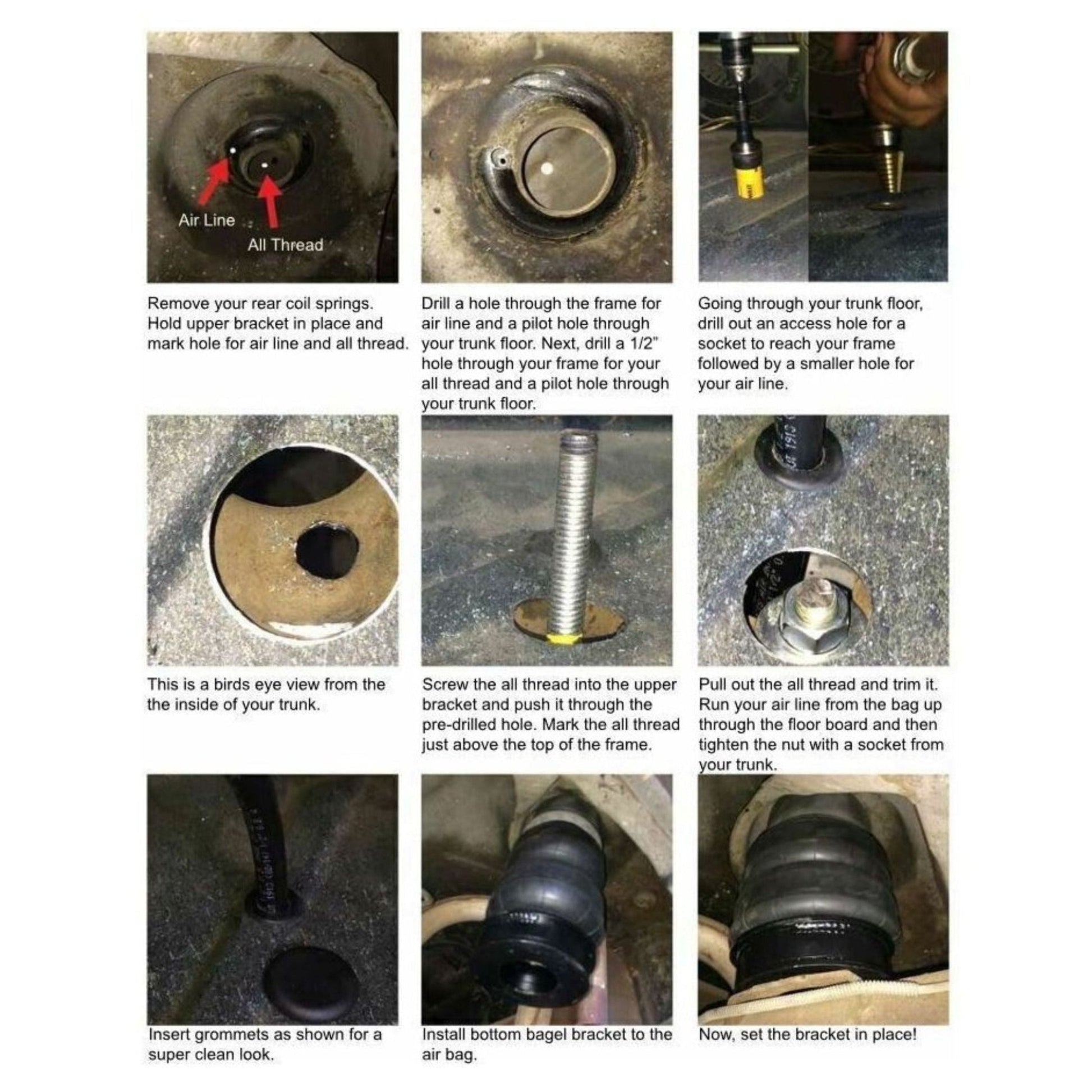 front bag brackets install air ride suspension fits 1971–1996 GM B-Body cars 2