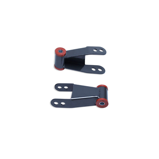 c10 rear drop shackles | squarebody suspension lowering kit | chevy truck rear lowering hardware | gmc c10 suspension upgrade | urethane bushing lowering shackles