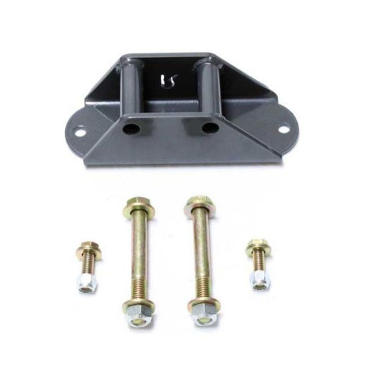 nissan titan driveshaft alignment kit | carrier bearing relocation bracket | rear lift driveline correction | titan vibration reduction spacer | grey powdercoated carrier bearing mount
