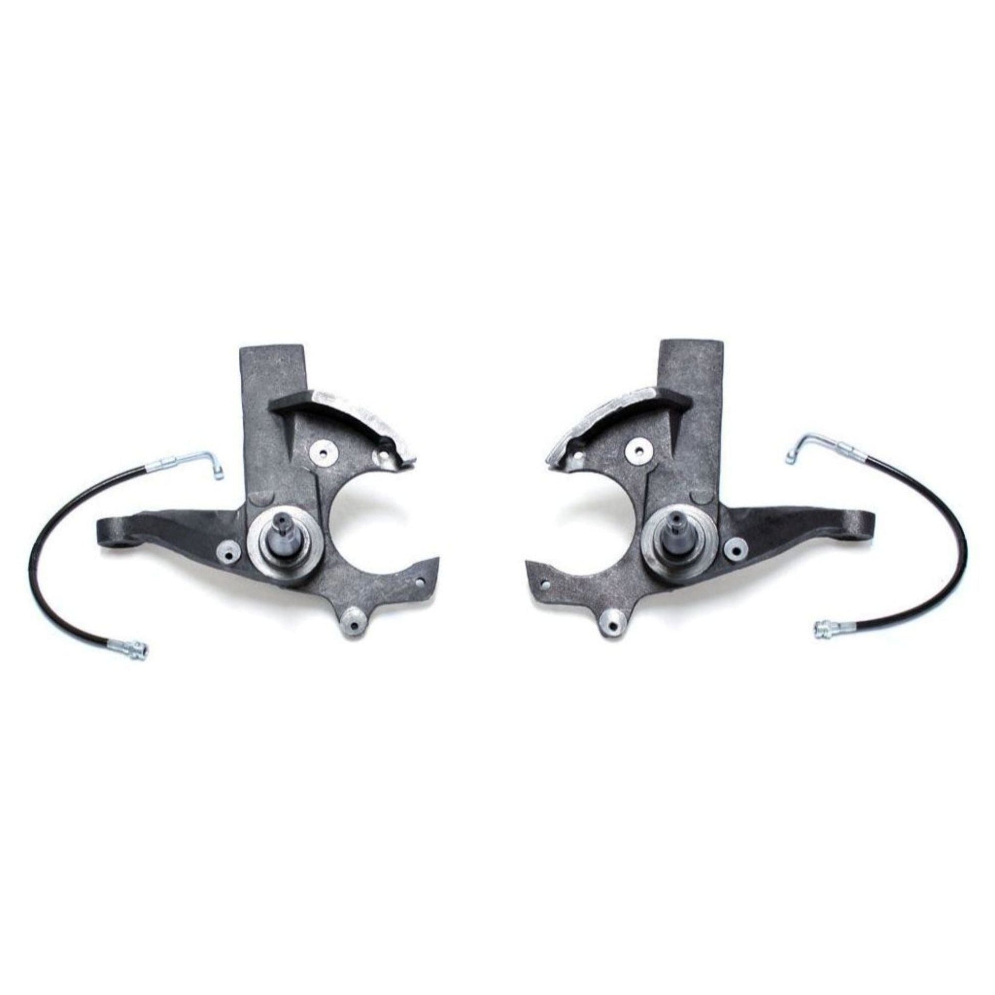 chevy s10 3 inch lift spindle kit | gmc sonoma suspension lift components | ductile iron front lift spindles | black e coated spindle pair | s10 truck lift upgrade | sonoma front suspension parts
