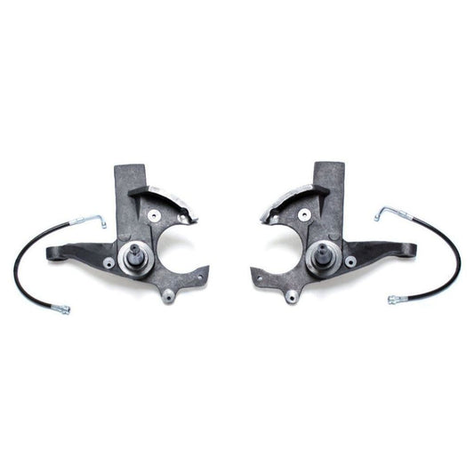 chevy s10 3 inch lift spindle kit | gmc sonoma suspension lift components | ductile iron front lift spindles | black e coated spindle pair | s10 truck lift upgrade | sonoma front suspension parts
