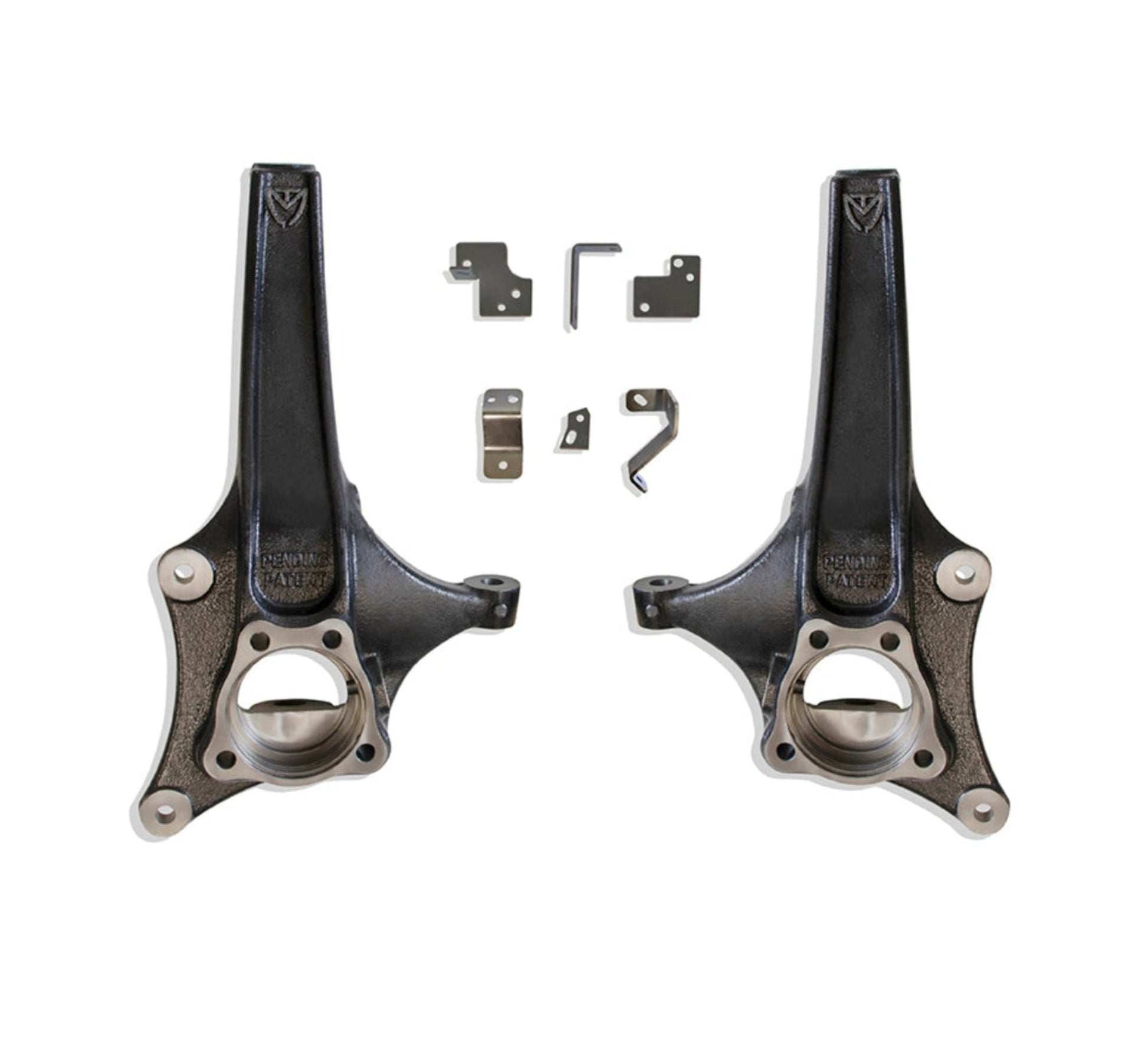 tahoe 1500 3.5 inch lift kit | suburban suspension lift components | ductile steel spindle pair | black e coated lift spindles | gm suv suspension upgrade | bolt on spindle lift kit | lifted tahoe suspension parts
