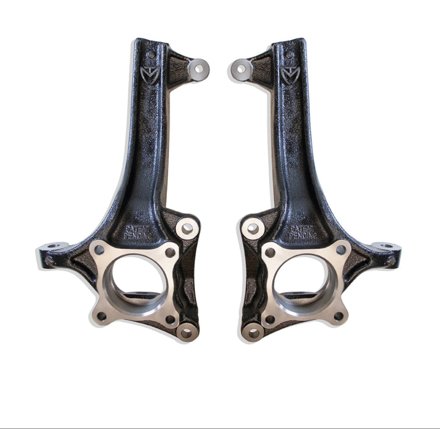 2021 ford f150 4 inch lift kit | 2026 f150 spindle lift components | ductile steel spindle pair | black e coated suspension parts | lifted f150 suspension upgrade | 33 inch tire clearance setup