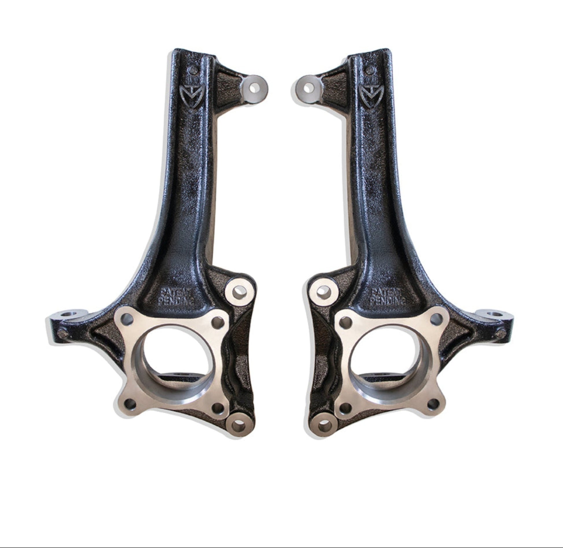 2021 ford f150 4 inch lift kit | 2026 f150 spindle lift components | ductile steel spindle pair | black e coated suspension parts | lifted f150 suspension upgrade | 33 inch tire clearance setup