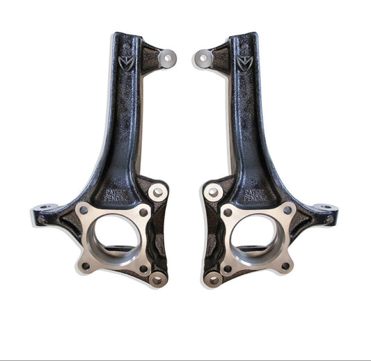 2021 ford f150 4 inch lift kit | 2026 f150 spindle lift components | ductile steel spindle pair | black e coated suspension parts | lifted f150 suspension upgrade | 33 inch tire clearance setup