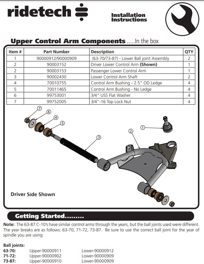 Front Air Suspension System Includes RideTech StrongArms & 2600 Bags Fits 1973-1987 C10