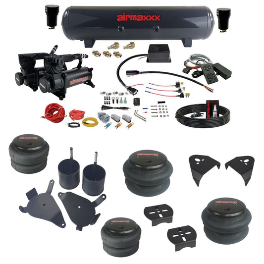 slam sv8c 3/8 dual 580 black compressors steel tank bags & airmaxxx brackets air suspension kit fits 1982-2004 chevy s10/S15/Sonoma 2wd KS10-580B2-57S-SV8CMC1-WK-HF