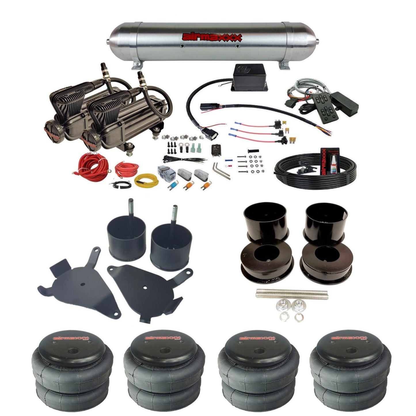 slam sv8c X-series compressors raw aluminum tank 2500 bags air suspension kit for 1978 gm g-body cars K-GBODY-XB2-57ARW-SV8C-MC1-WK-HF