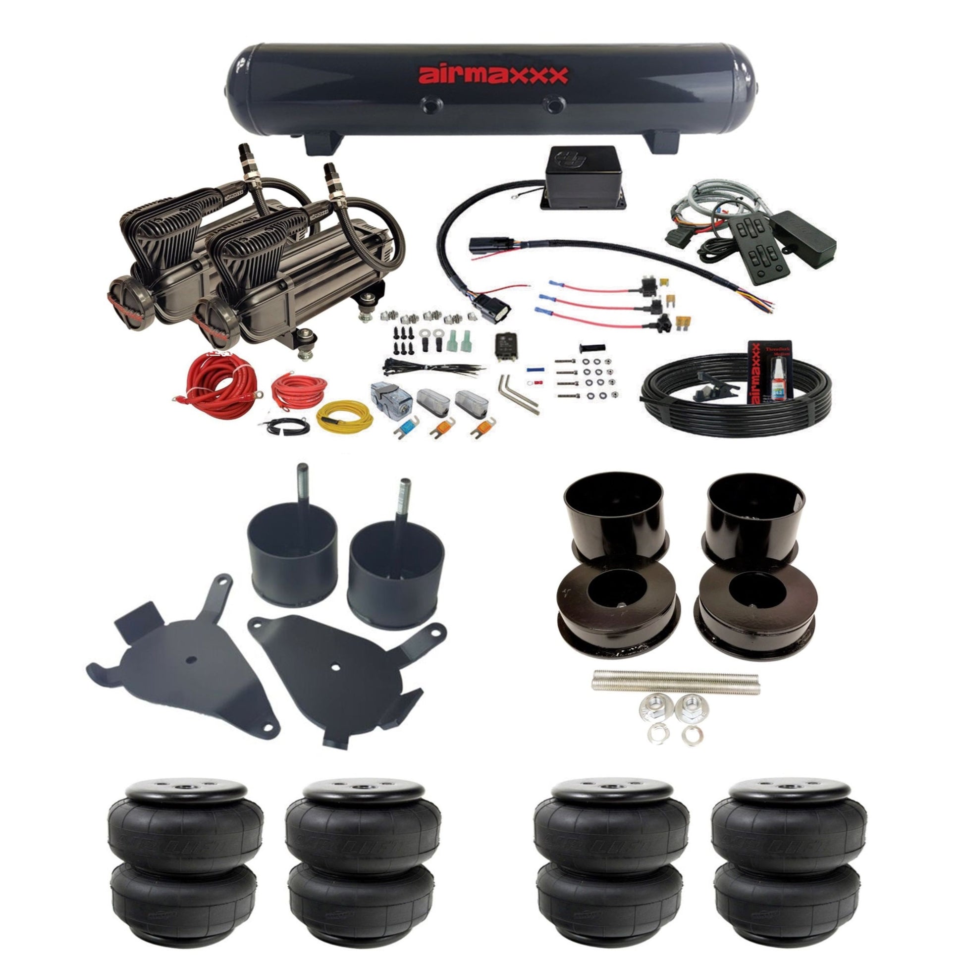 slam sv8c X-series compressors steel tank airlift bags air suspension kit for 1978 gm g-body cars GBODY-XB2-57S-SV8C-MC1-WK-HFD25