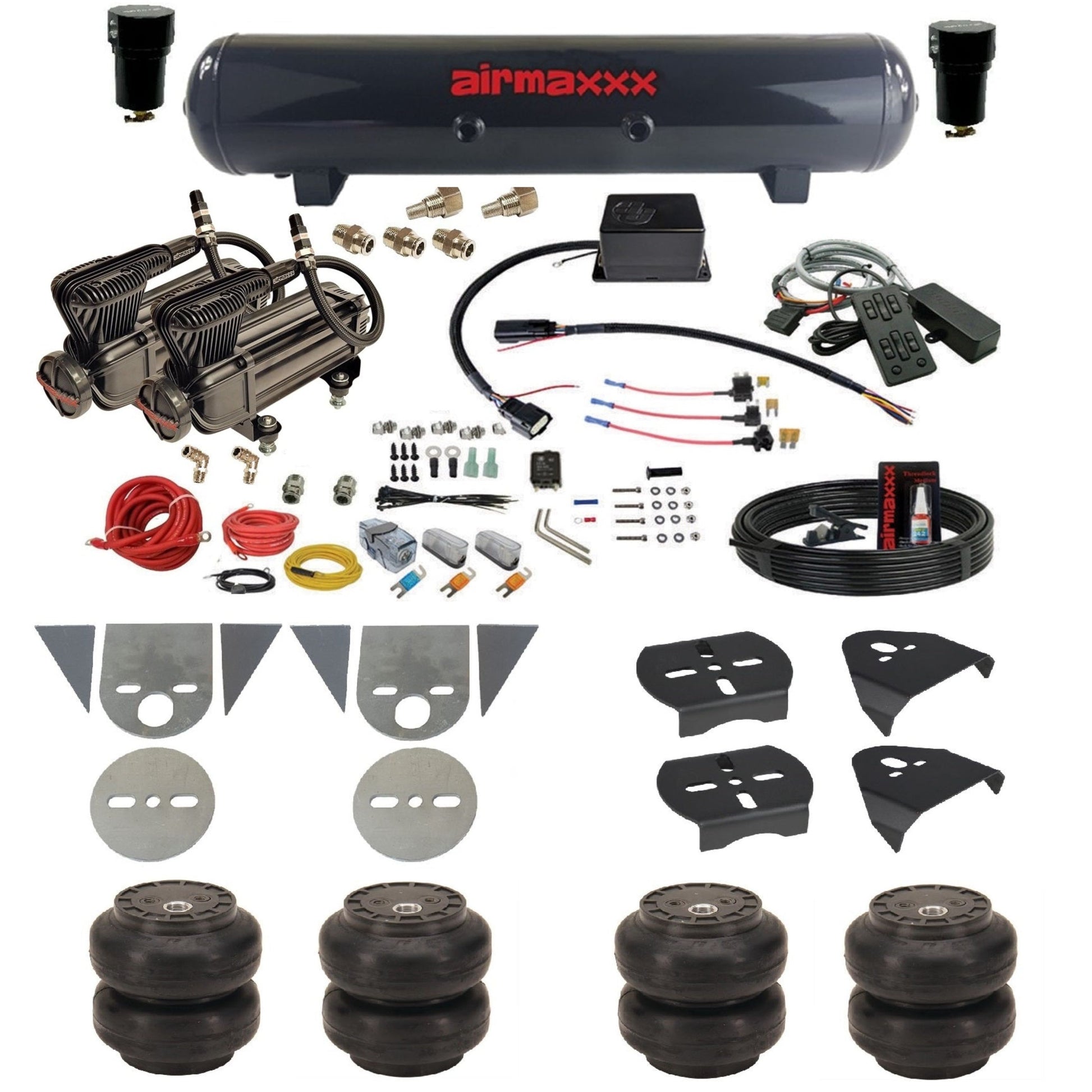 slam sv8c air suspension kit x-series compressors steel tank slam bags & airmaxxx brackets for toyota pickup TOR-XB2-57S-SV8CMC1-WK-HFSS6