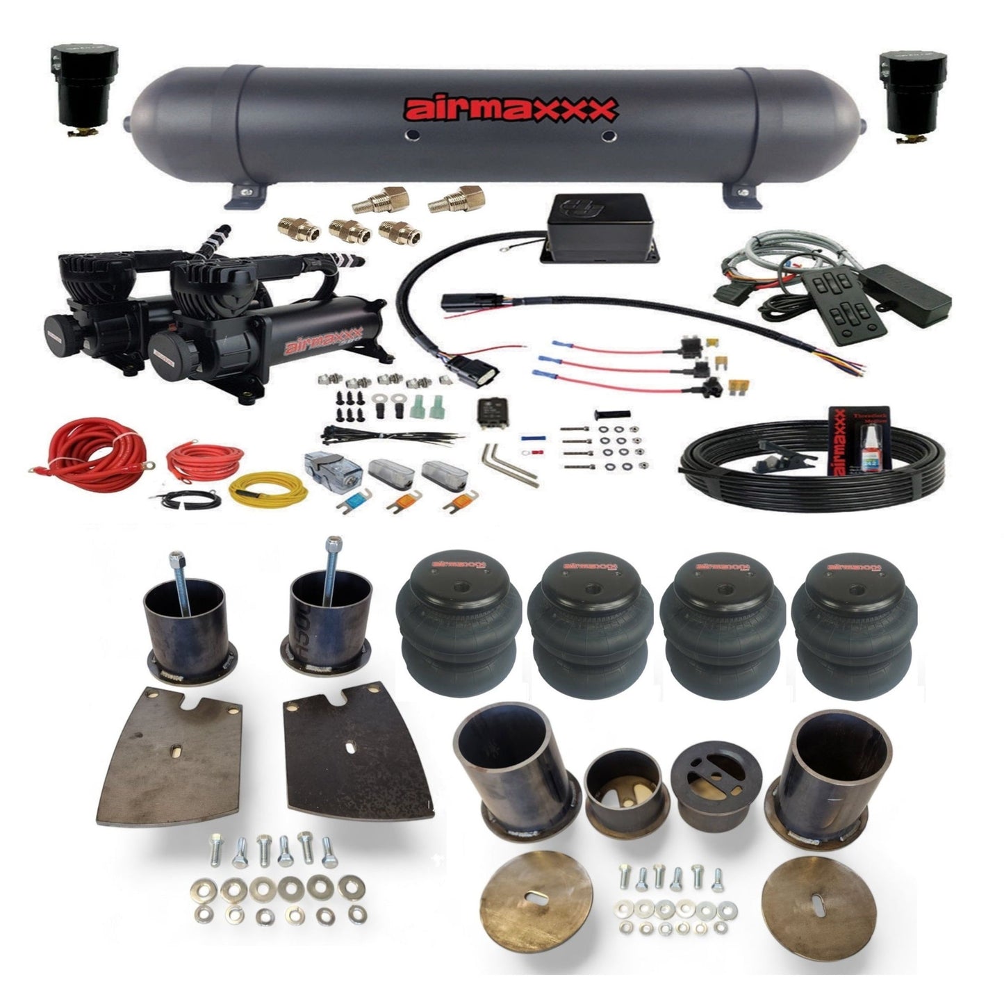 slam sv8c black 580 compressors aluminum tank 2600 bags air suspension kit for 1961 buick lesabre KBUI61-580B2-57ABK-SV8CMC1-WK-HF