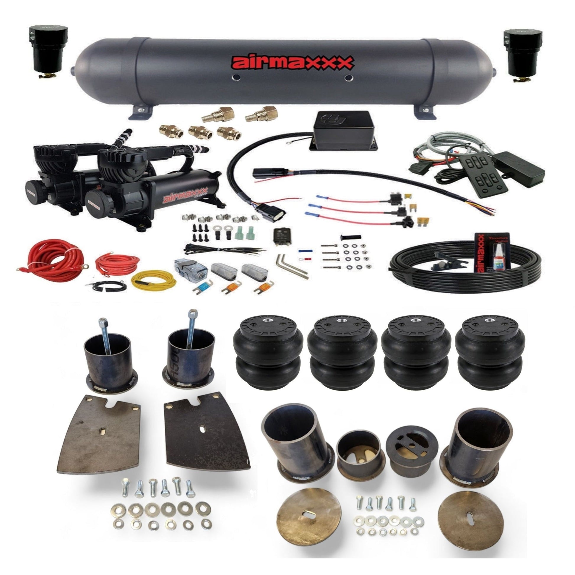 slam sv8c black 580 compressors aluminum tank slam bags air suspension kit for 1961 buick lesabre KBUI61-580B2-57ABK-SV8CMC1-WK-HFSS7