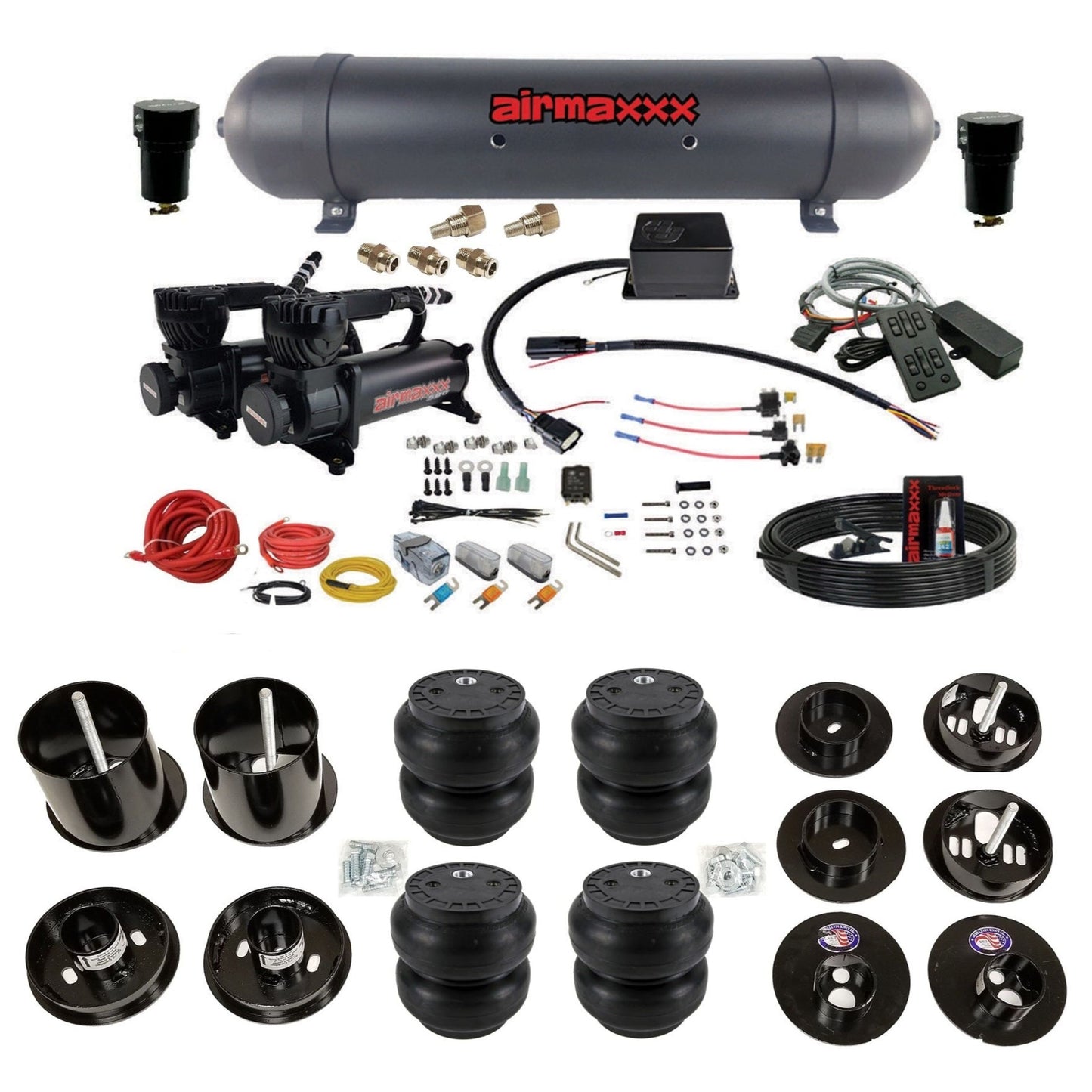 slam sv8c black 580 compressors aluminum tank slam bags air suspension kit for 1965-70 cadillac eldorado KCAD65-580B2-57ABK-SV8CMC1-WK-HFSS7