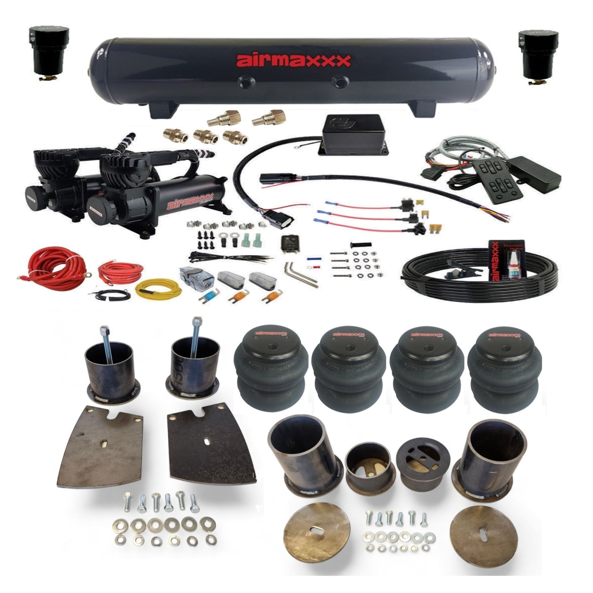 slam sv8c black 580 compressors steel tank 2600 bags air suspension kit for 1961 buick lesabre KBUI61-580B2-57S-SV8CMC1-WK-HF